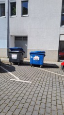 Foto: Müllcontainer blockieren Parkplätze 
