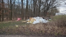 Foto: Großer Bauschutt Müllberg im wald 