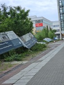Foto: Bauzaun vermutlich vom Winde umgeweht 