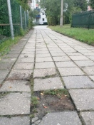 Foto: Ausbesserung von fehlenden Gehweg Platten zwischen Briesker und Weißkopfstraße 