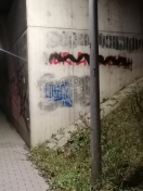 Foto: Beseitigung von ortsbildschädigenden Graffiti-Vandalismus in der Bahnunterführung L 57 