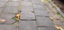 Foto: lockere Gehwegplatte, Stolpergefahr 