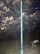 Foto: Laterne im Bürgerpark zerstört und beklebt 