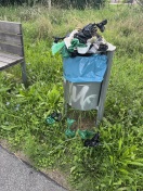 Foto: Übervolle Mülleimer im Rousseaupark 