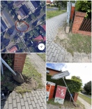 Foto: Hinweisschild (zum Bahnhof) liegt quer  