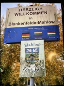 Foto: Ortseingangsschild Trebbiner Str., Mahlow vom Roten Dudel kommend 