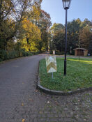 Foto: Leitplatte / Straßenschild unzureichend erkennbar. 