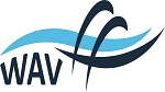 Logo in Form einer Welle mit blauer Schrift Wasser- und Abwasserverband Wittstock 